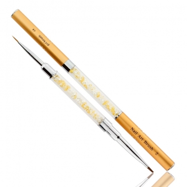 Dwustronny pędzelek do żelu 5 i zdobień 9mm złoty