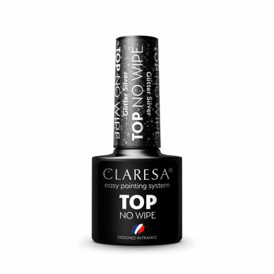 Claresa top no wipe glitter silver 5ml do lakierów hybrydowych