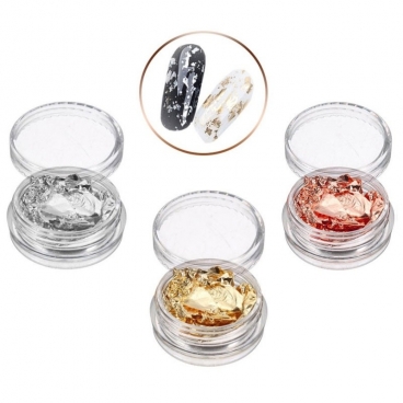 3x Pazłotko złotko folia chrom złoto srebro metalizowana w słoiczku