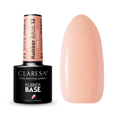 Claresa rubber base 12 glitter gold 5ml baza kauczukowa