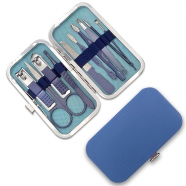 Zestaw narzędzi do manicure 10 szt. w etui BLUE