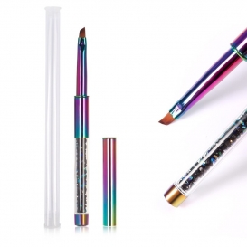 Pędzelek do żelu skośny *4 rainbow z kryształkami składany