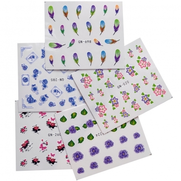 Naklejki wodne do zdobienia paznokci 5 szt. zestaw