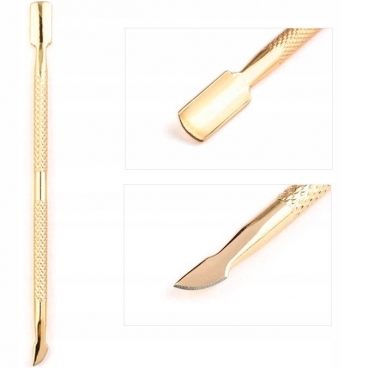 Radełko kopytko metalowe pusher nożyk do skórek gold