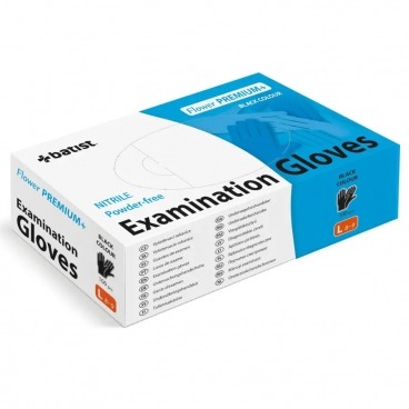 Rękawiczki nitrylowe czarne L 100 szt. Flower PREMIUM+ Batist