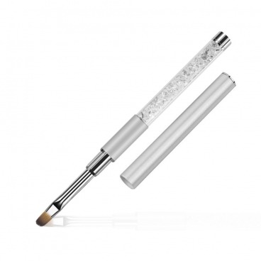 Pędzelek do żelu składany rozm. 4 zaokrąglony kryształki srebrny