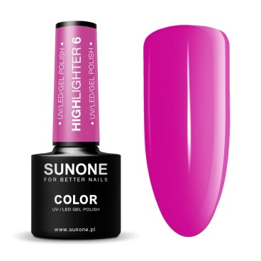 SunOne Highlighter 6 neonowy lakier hybrydowy 5g