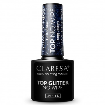 Claresa top no wipe glitter blue 5ml do lakierów hybrydowych