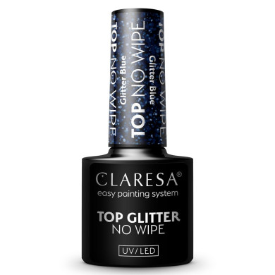 Claresa top no wipe glitter blue 5ml do lakierów hybrydowych