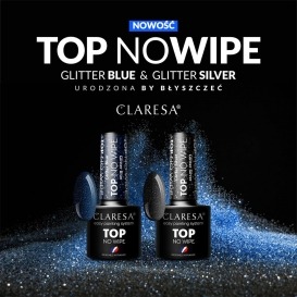 Claresa top no wipe glitter silver 5ml do lakierów hybrydowych