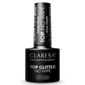 Claresa top no wipe glitter silver 5ml do lakierów hybrydowych