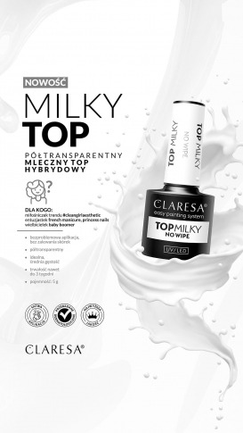 Claresa top milky no wipe 5g do lakierów hybrydowych