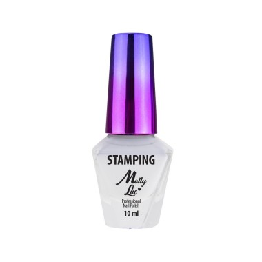 Lakier do stempli wzorów biały 10ml blaszka gratis MollyLac Lakier do stempli wzorów biały 10ml blaszka gratis MollyLac