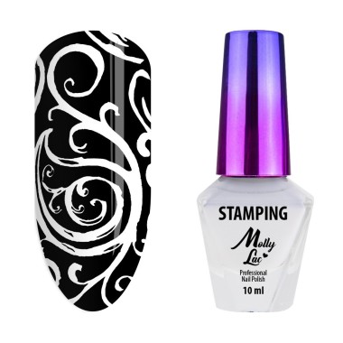 Lakier do stempli wzorów biały 10ml blaszka gratis MollyLac Lakier do stempli wzorów biały 10ml blaszka gratis MollyLac