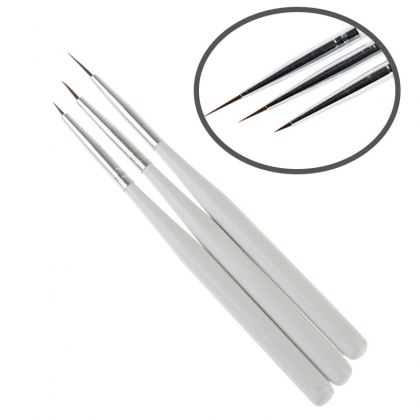 Pędzelki do zdobień białe 3 szt. zestaw - 3 długości włosia