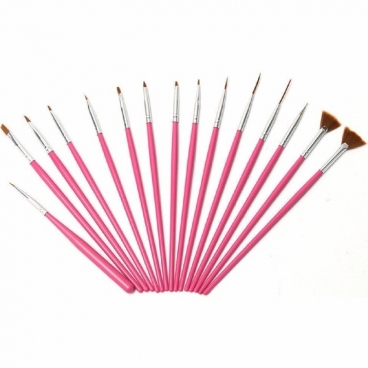 Zestaw pędzli do zdobień 15 szt. - sonda, wachlarzyki, żel